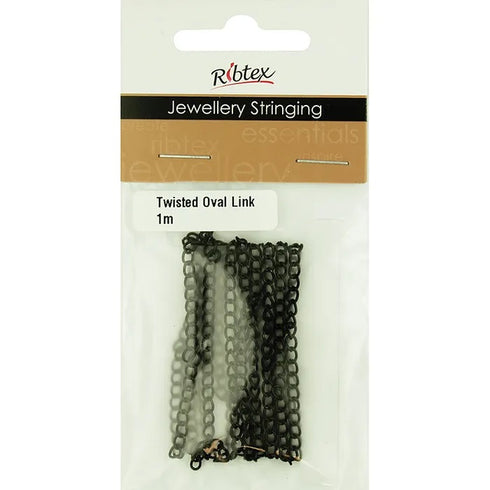 4mm x 2mm Metal Alloy Twisted Oval Link Chain (available in 5 colours)